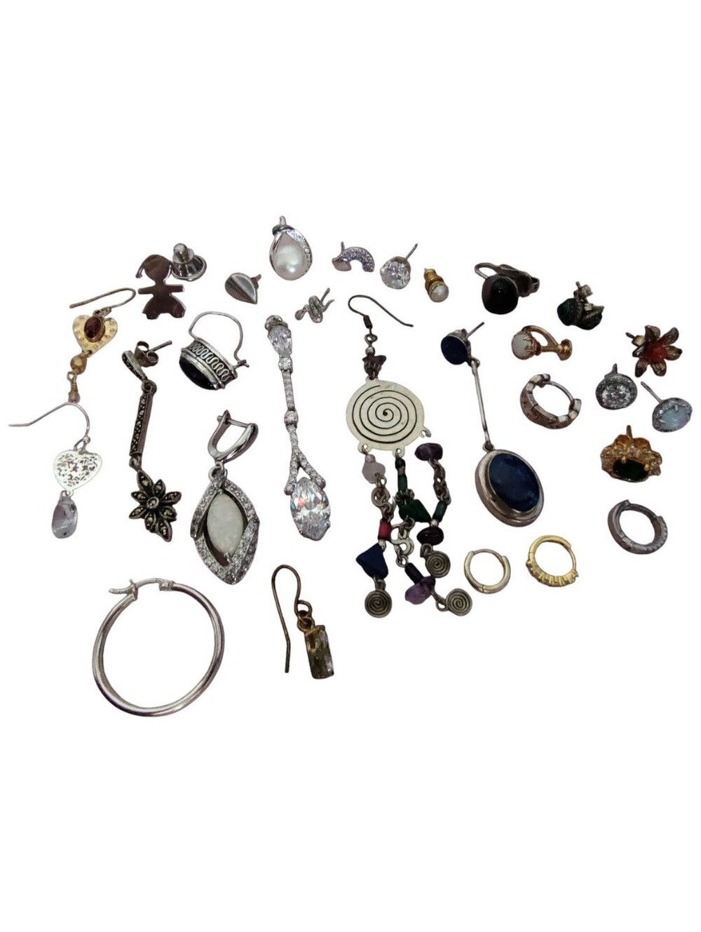 Single Mismatched Earrings Jewelry Lot 925 Marked Vintage Craft Repurpose